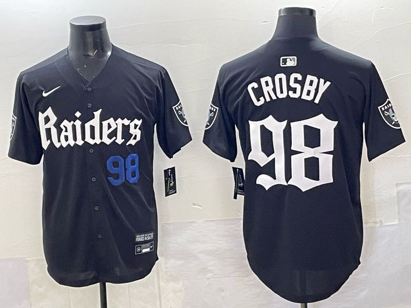 Men 2025 Oakland Raiders 98 Crosby Black 6th generation Joint Name Nike Limited NFL Jersey style 02